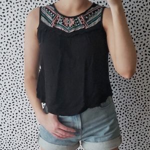 Black Printed Tank Top